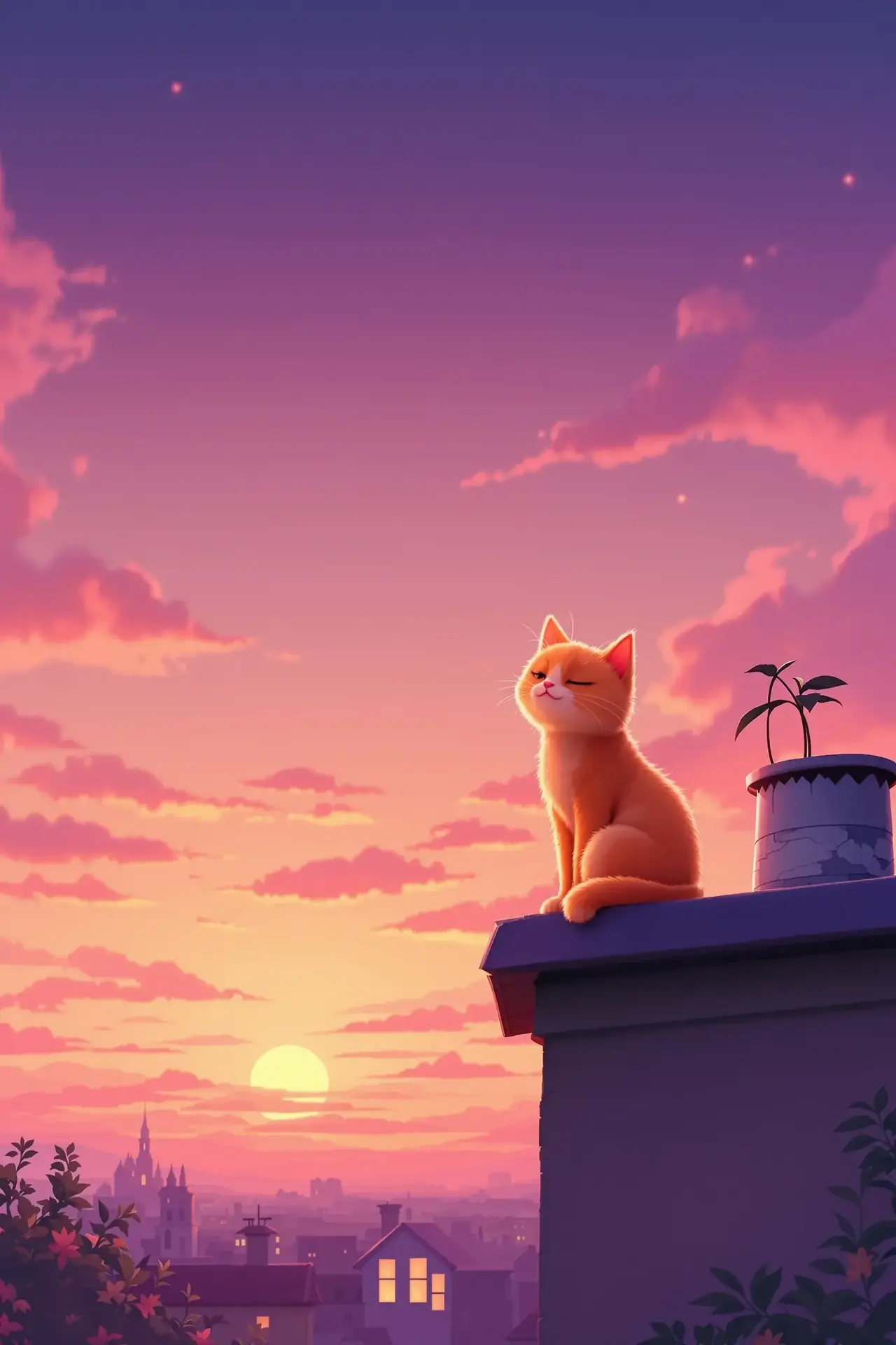 猫与落日